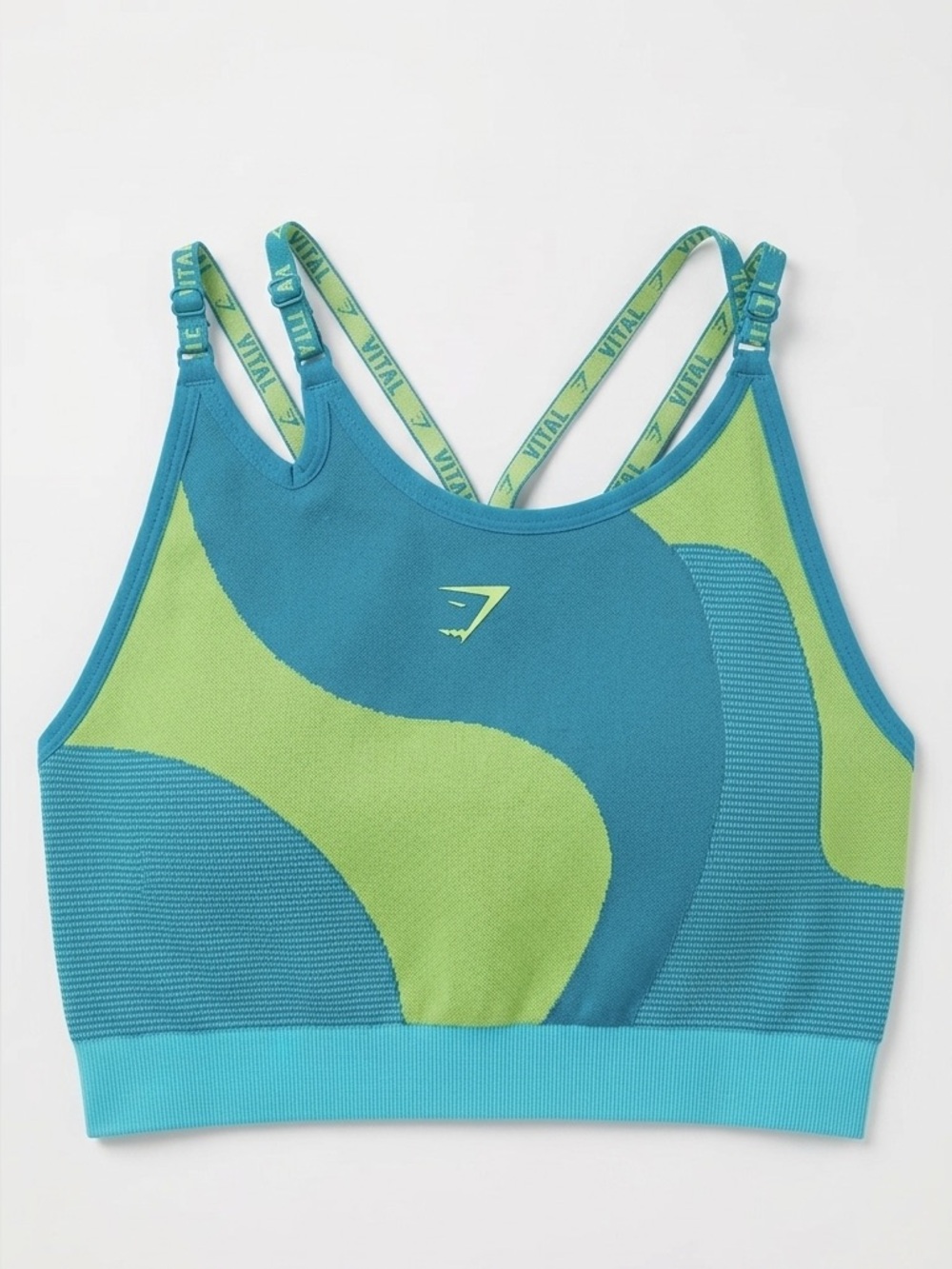 Gymshark Teal & Lime Green Seamless Sports Bra Women’s Small